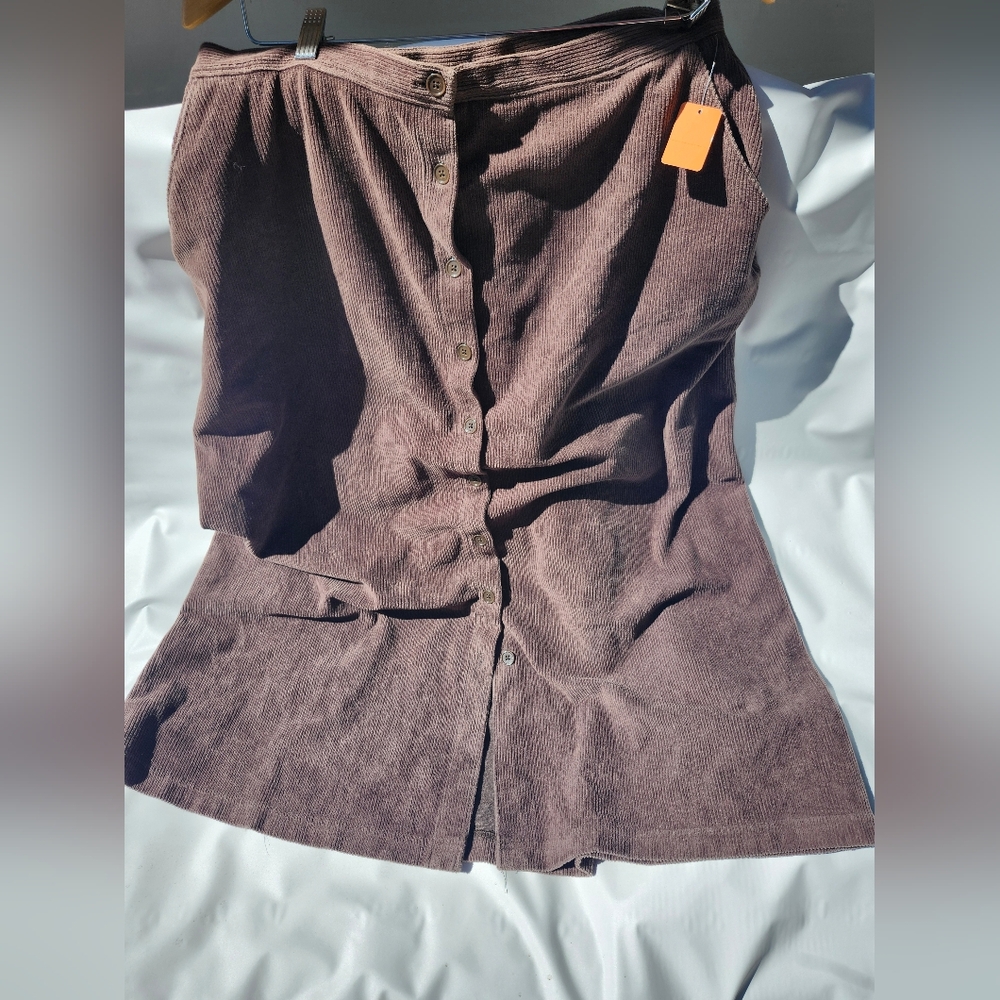 Land's End Brown Button-Up SKIRT